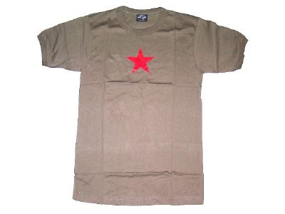 Tee shirt coton kaki étoile rouge