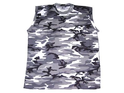 Tee shirt coton camouflage urbain sans manche