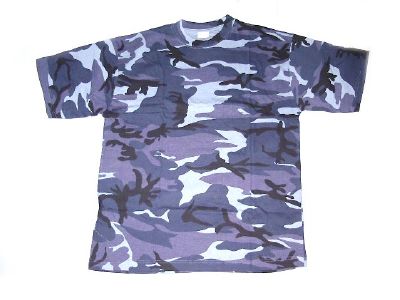 Tee shirt coton camouflage sky blue