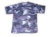 Tee shirt coton camouflage sky blue