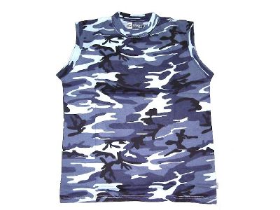Tee shirt coton camouflage sky blue sans manche